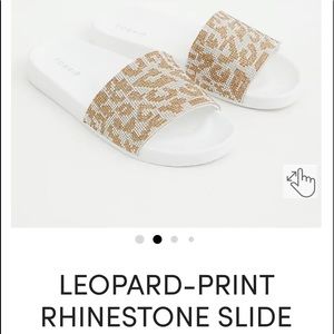 Leopard Rhinestone slides 10.5 w like new